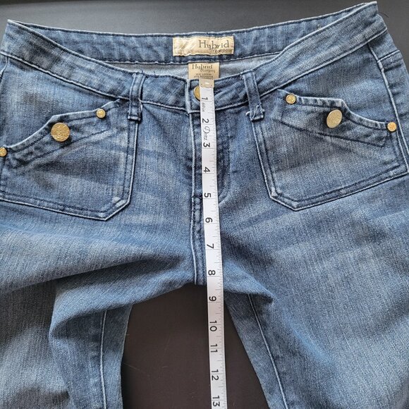 Y2K Hybrid & Company Cotton Denim Flare Jeans, Women’s Sz 11, Button Detail EUC - Picture 11 of 12